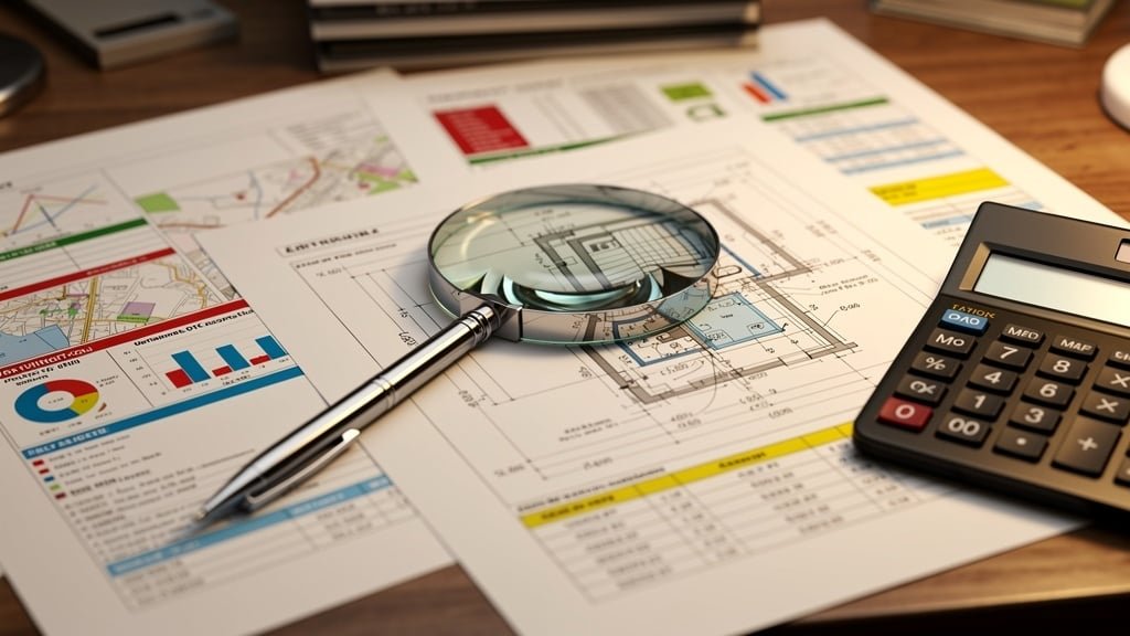RICS building survey report documents spread on a desk showing Level 2 and Level 3 comparison