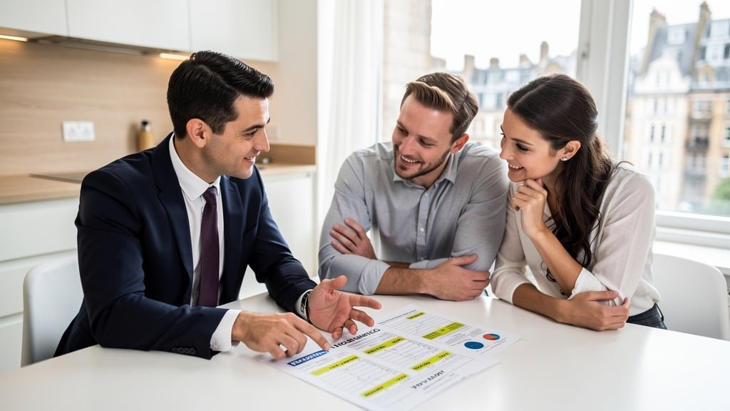 RICS registered valuer explaining a property valuation report to homeowners