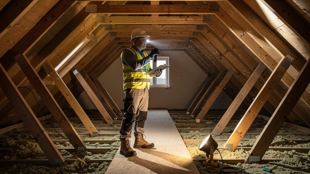 Professional surveyor inspecting property in West London